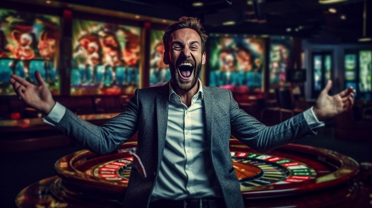 Multi-camera live dealer studio showing cards and game progression